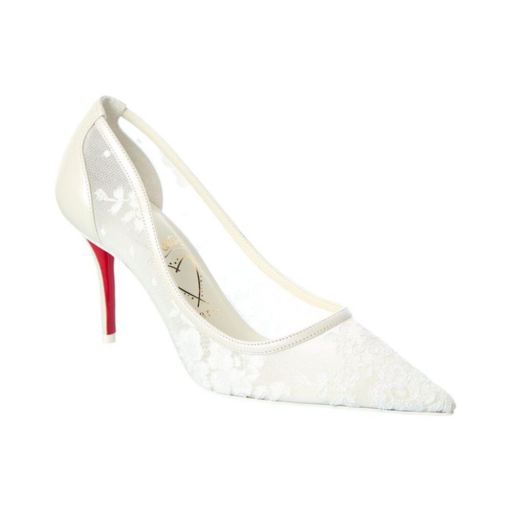 Christian Louboutin Miss Z 80 Mesh & Leather Pump, White